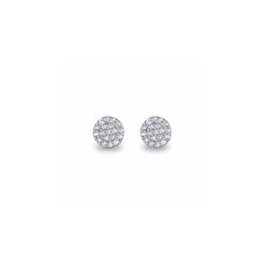 Sterling Silver Pave Circle Stud Earing